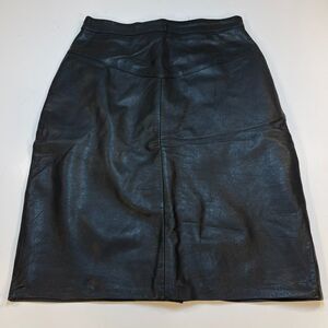 Vintage OUTERBOUND by HMS Sexy Leather Black Skirt Sz 5/6 Midi Pencil